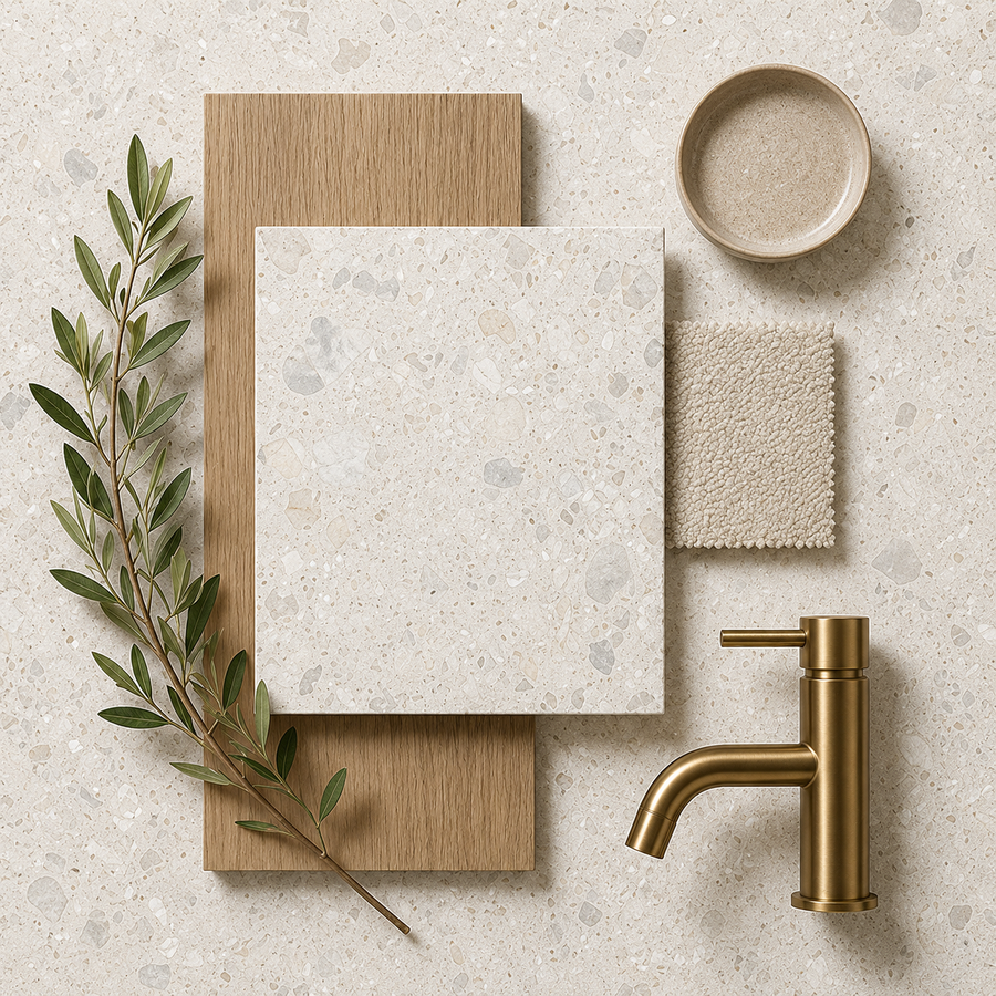 Lorne Ivory Terrazzo Look Matte Tile