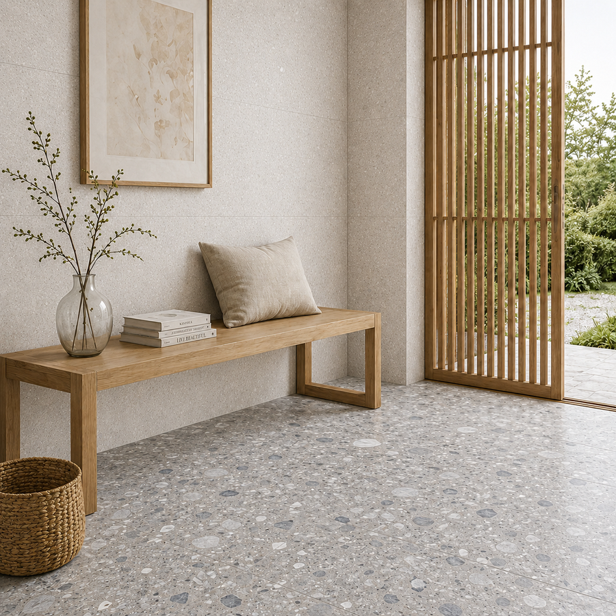 Lorne Grey Terrazzo Look Matte Tile