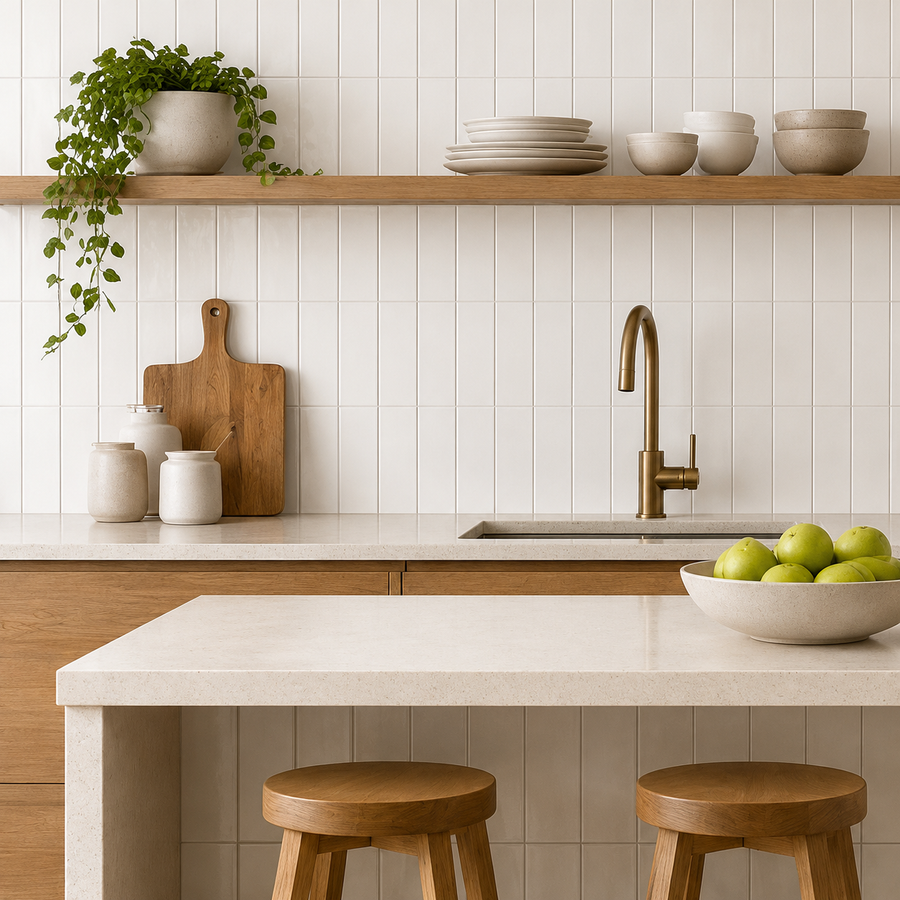 Esperance White Antique Gloss Mini Subway Tile