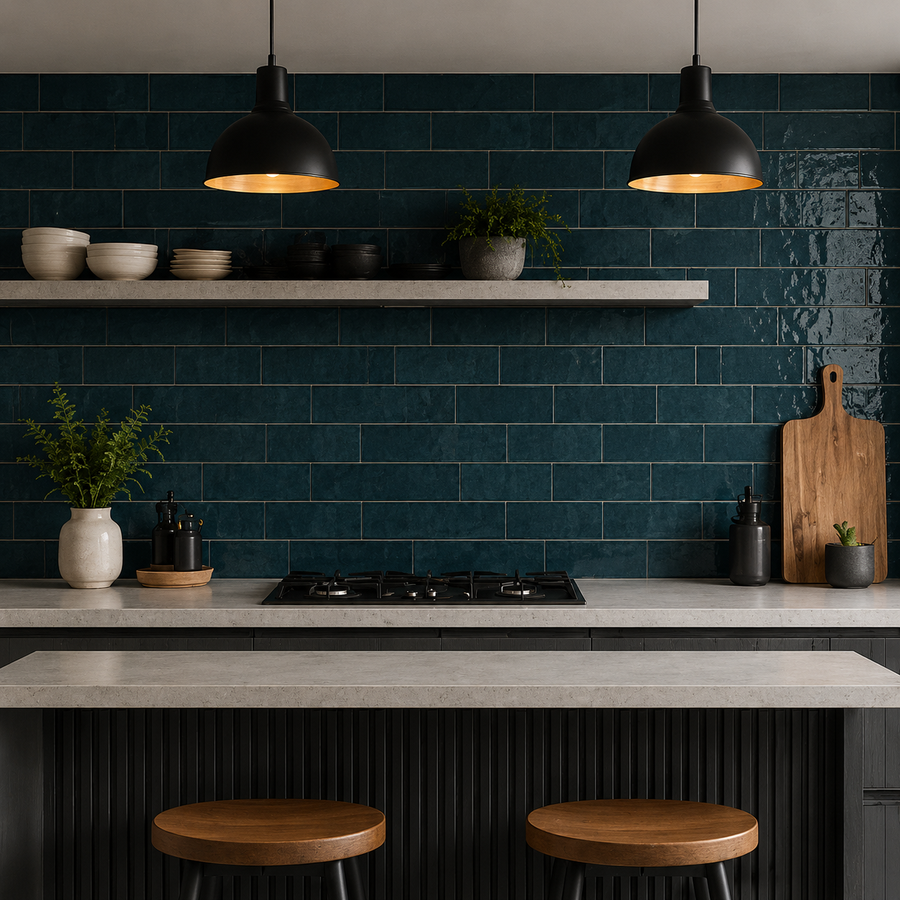 Esperance Teal Gloss Subway Tile
