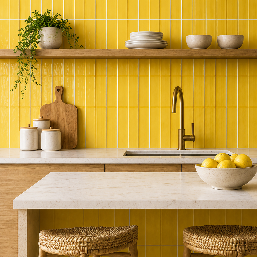 Esperance Mustard Antique Gloss Mini Subway Tile