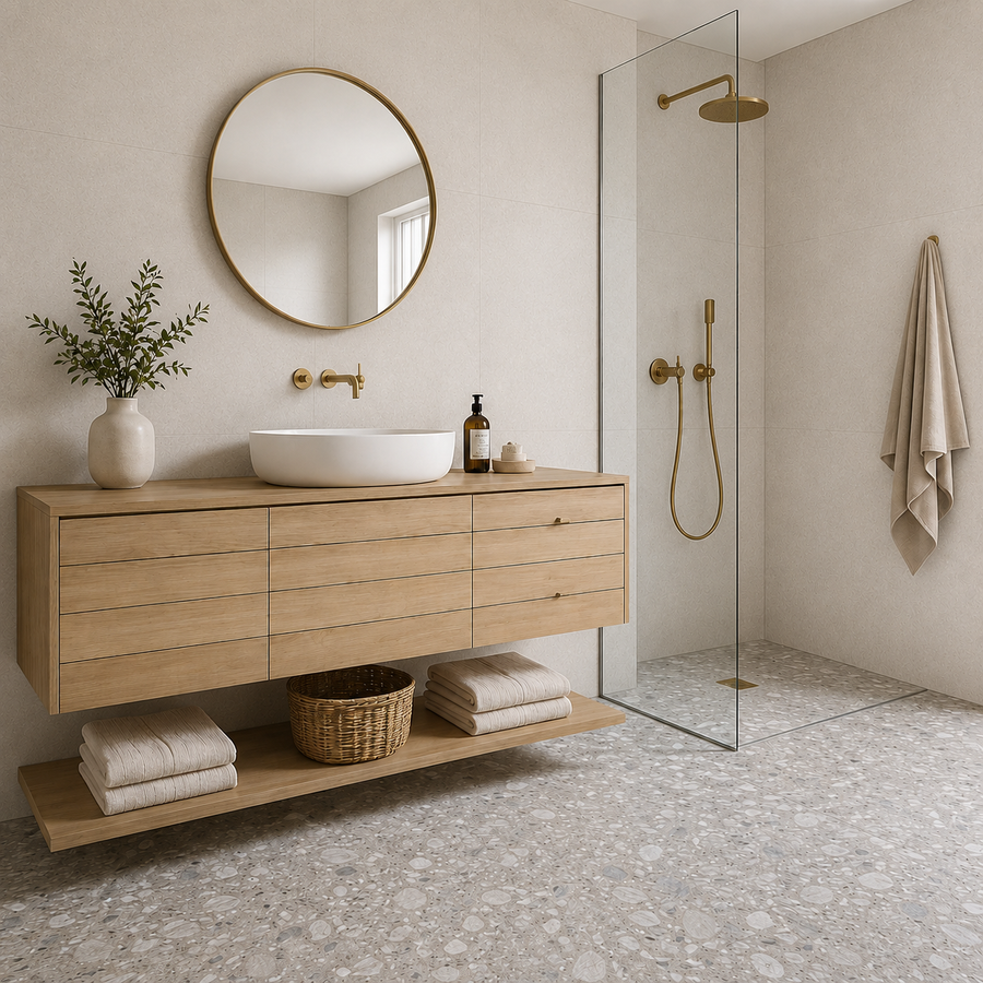 Lorne Grey Terrazzo Look Matte Tile