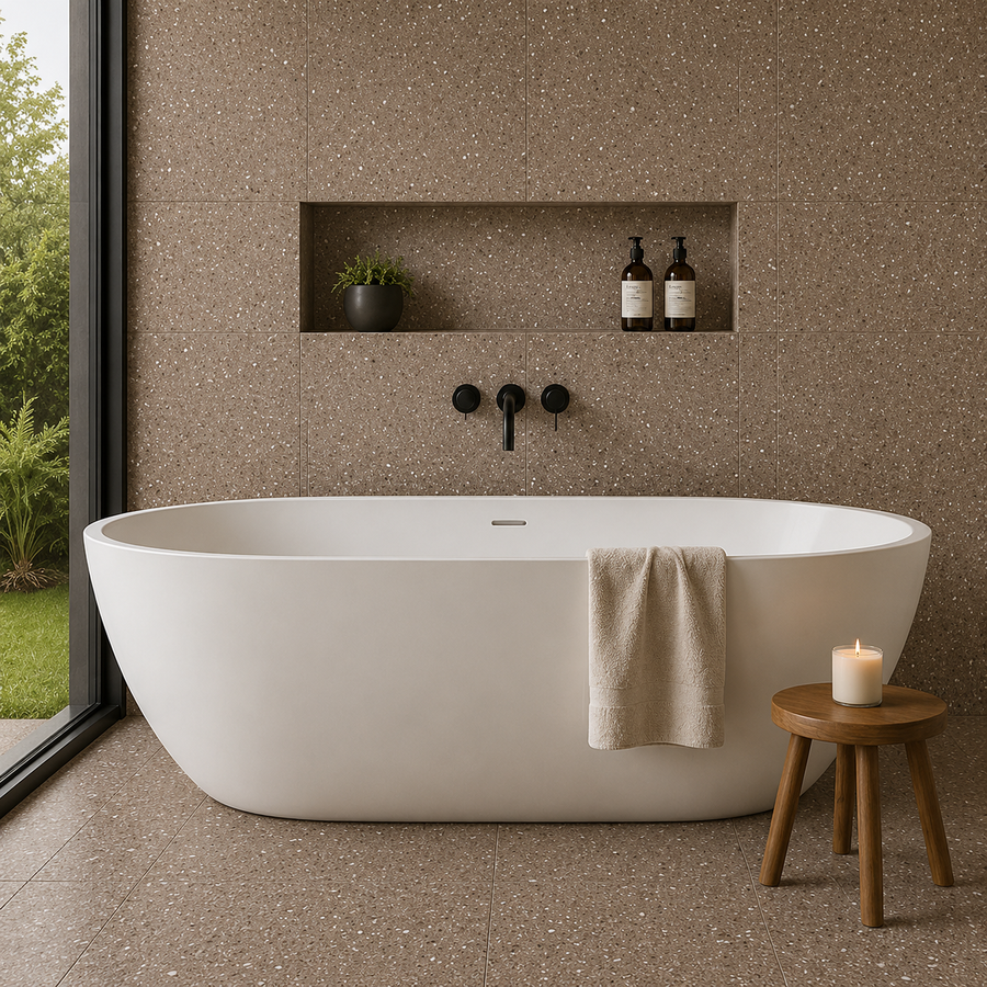 Robe Brown Limestone Look Structured Tile