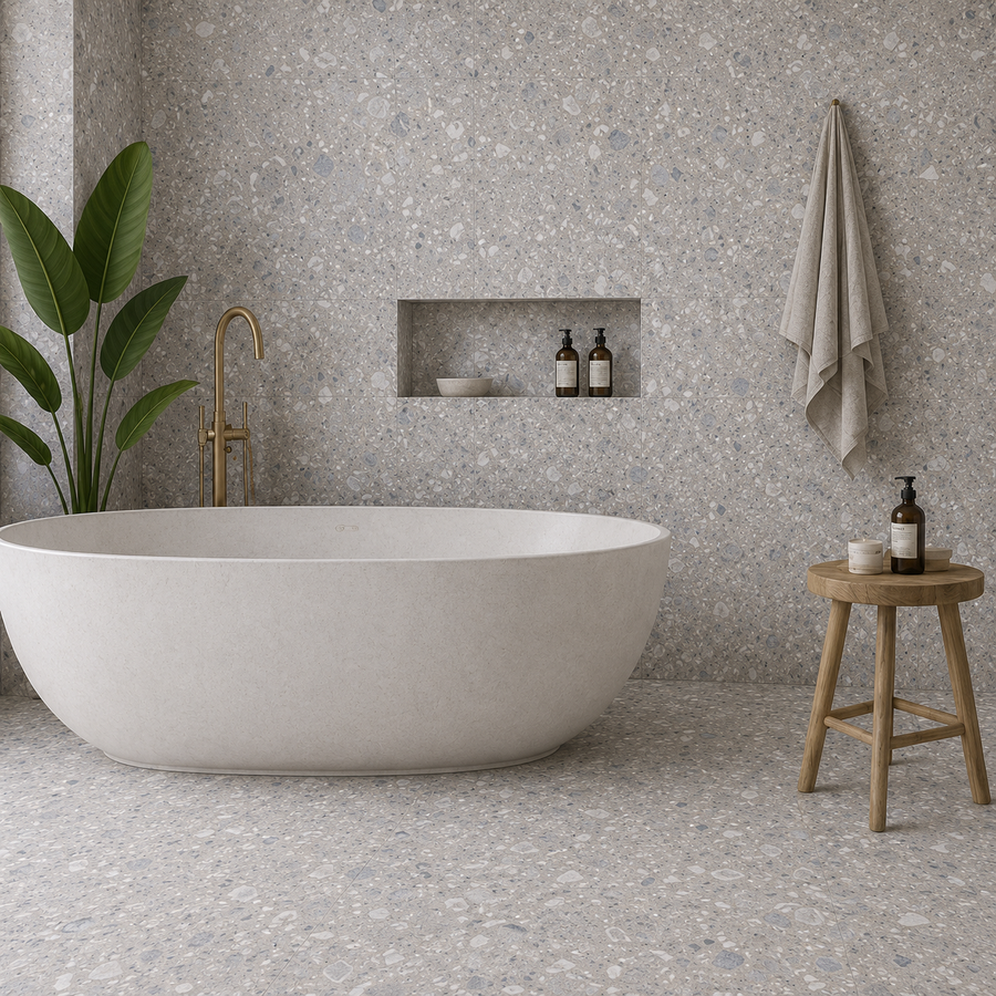 Lorne Grey Terrazzo Look Matte Tile