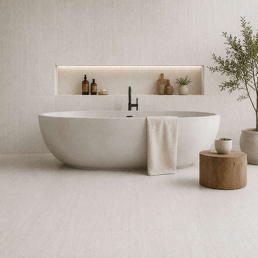 Bicheno White Travertine Look Matte Tile