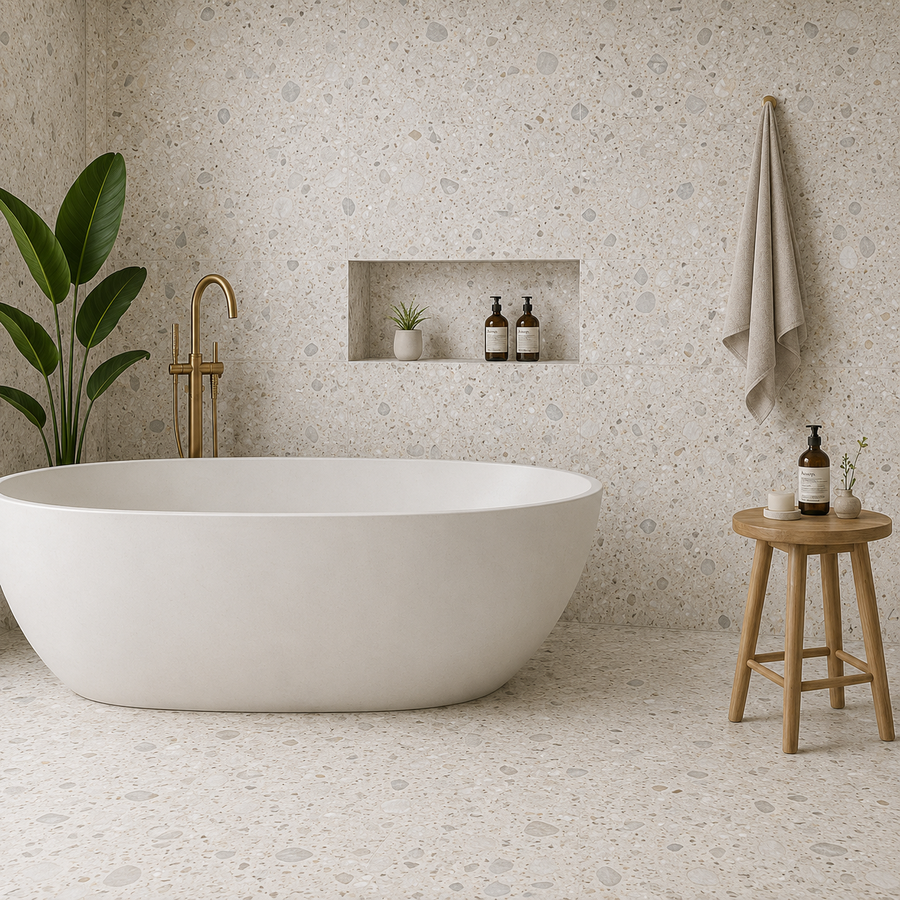 Lorne Ivory Terrazzo Look Matte Tile