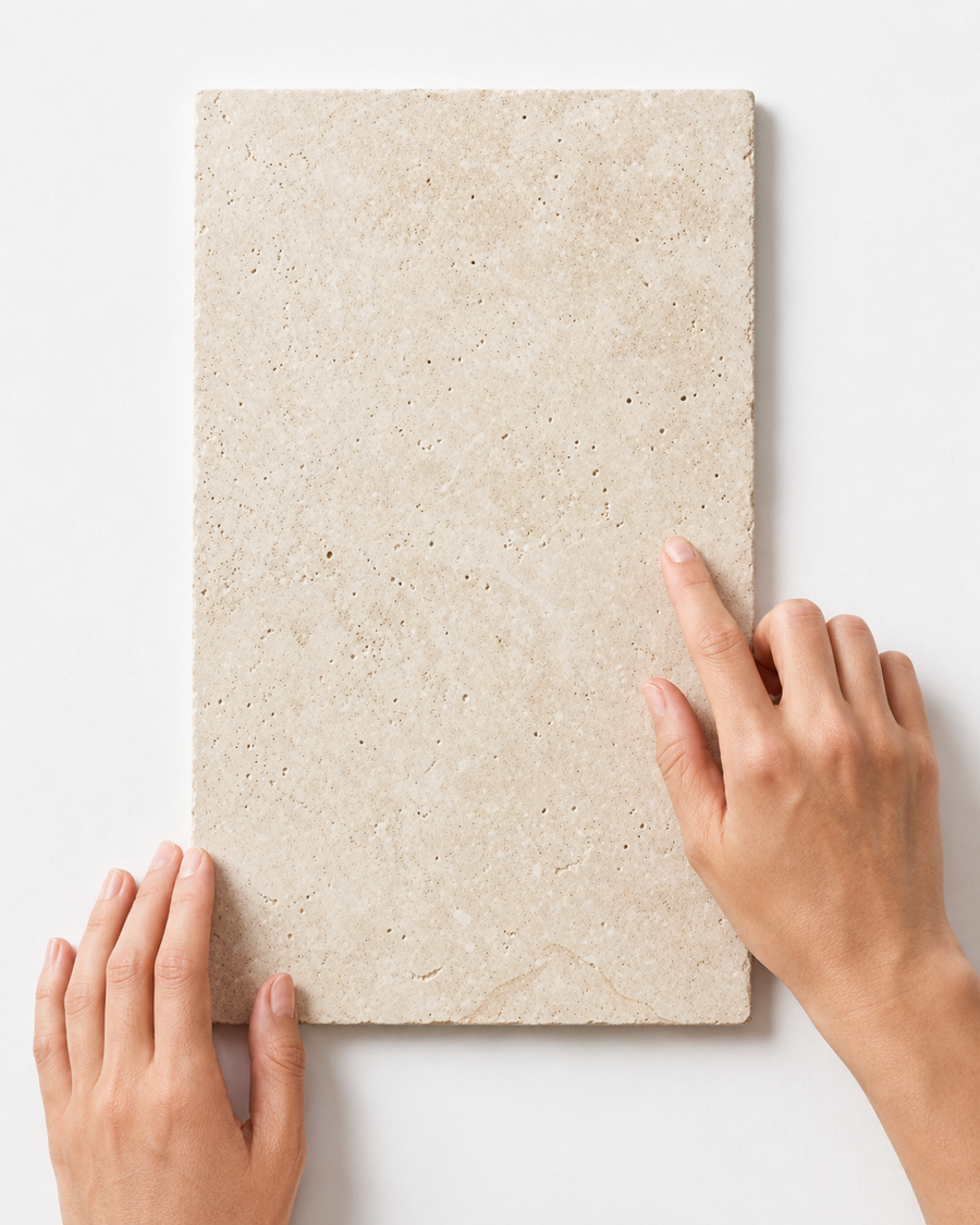Bicheno French Pattern Travertine Look Beige Matte Tile