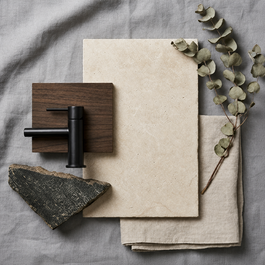 Bicheno French Pattern Travertine Look Beige Matte Tile