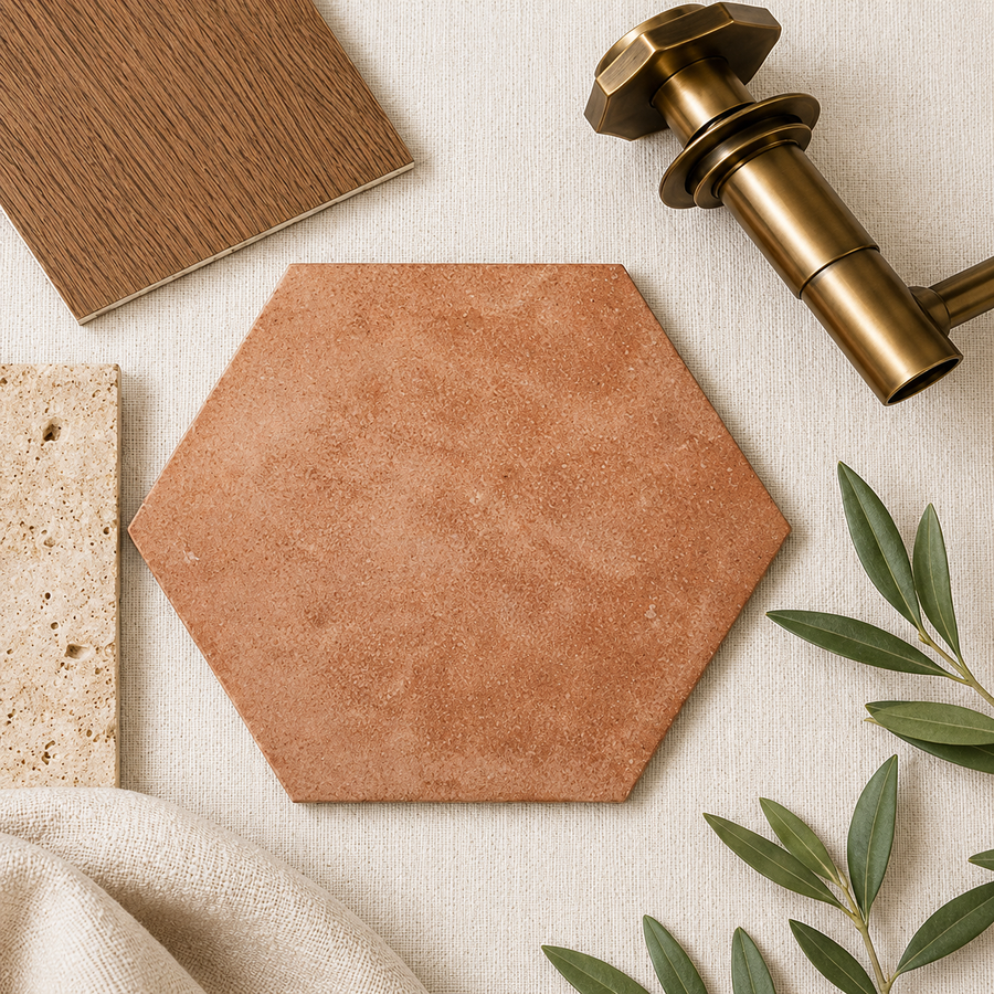 Cradle Terracotta Encaustic Look Hexagon Tile