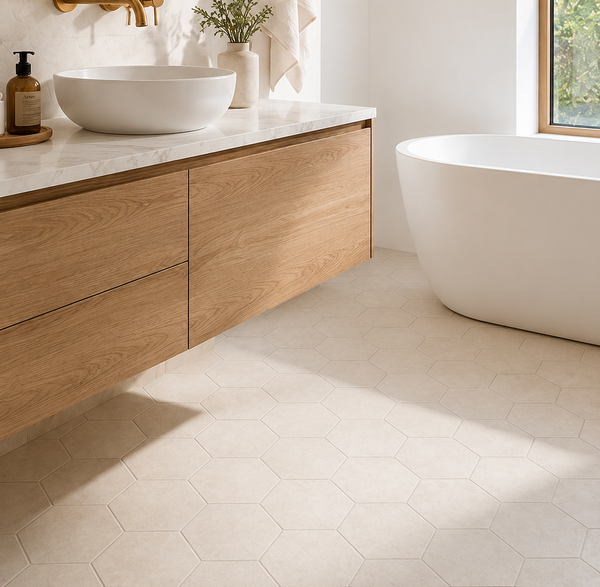 Daintree White Encaustic Look Hexagon Tile