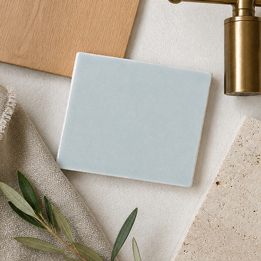 Esperance Gloss Sky Blue Small Square Tile