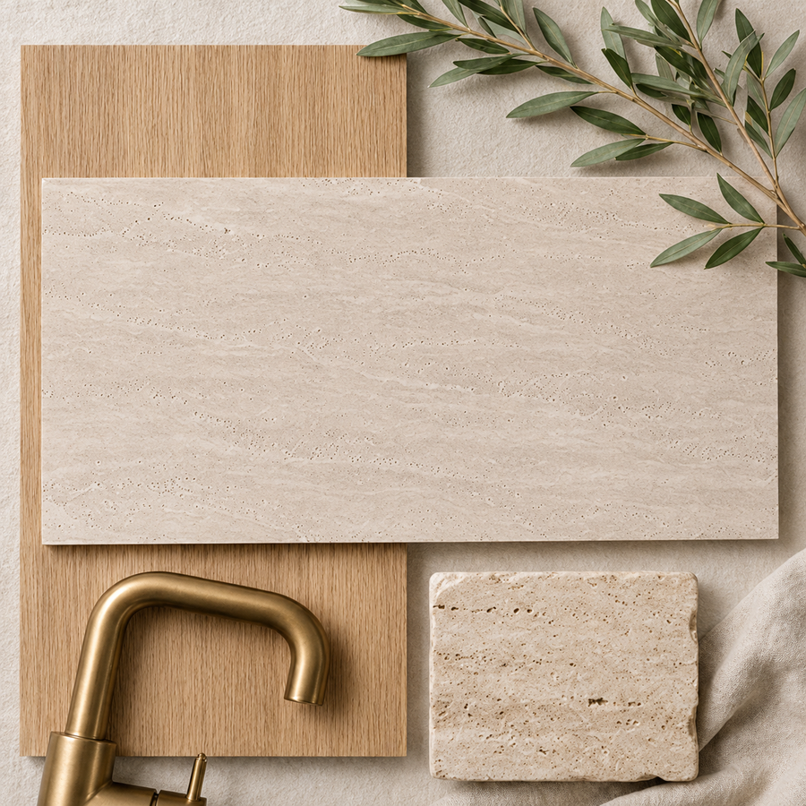 Hobart Travertine Look Beige Matte Tile