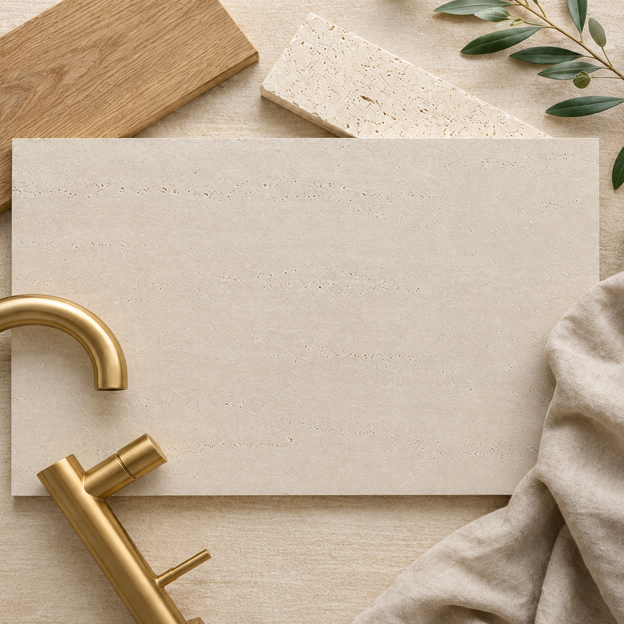 Hobart Travertine Look Ivory Matte Tile