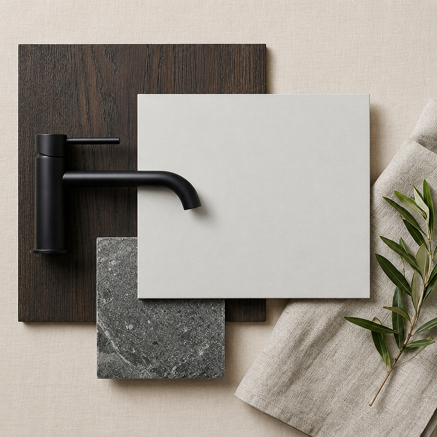 Lakes White Encaustic Look Square Tile