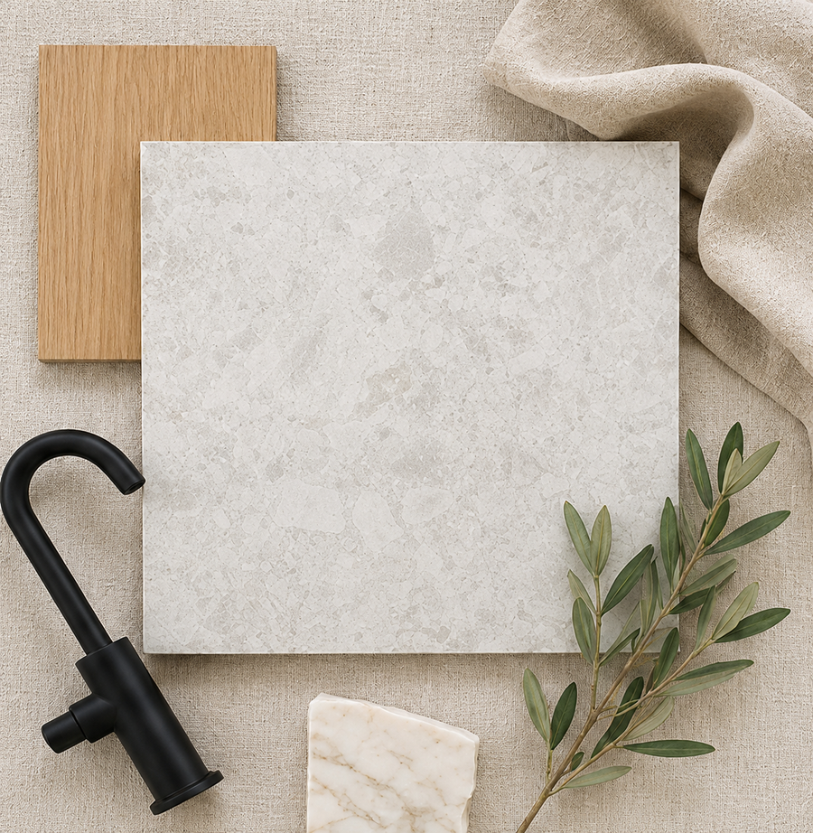 Litchfield White Terrazzo Look Tile