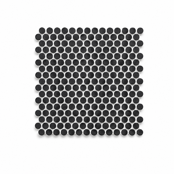 Margaret Black Matte Penny Round Mosaic Tile