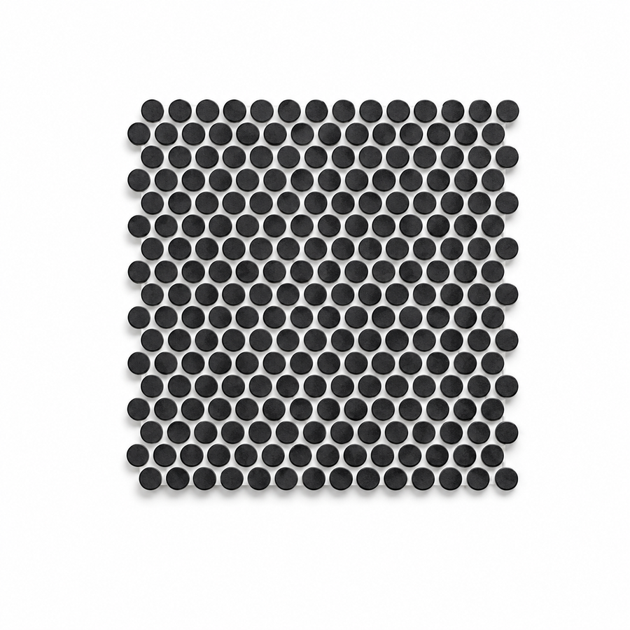 Margaret Black Matte Penny Round Mosaic Tile