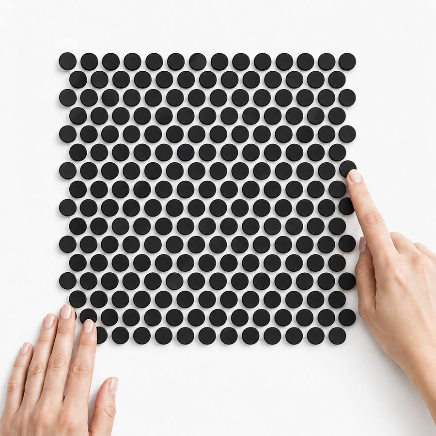 Margaret Black Matte Penny Round Mosaic Tile