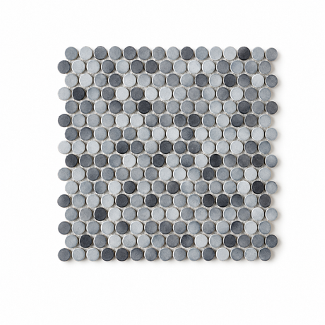 Margaret Grey Mix Gloss Penny Round Mosaic Tile