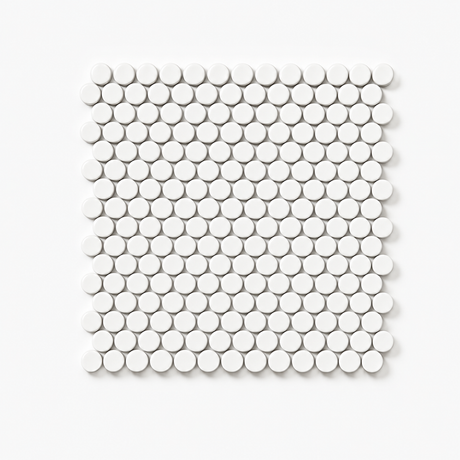 Margaret White Matte Penny Round Mosaic Tile
