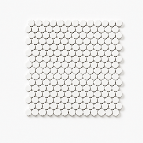 Margaret White Matte Penny Round Mosaic Tile