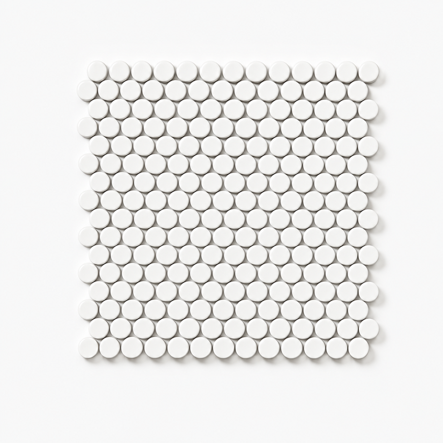 Margaret White Matte Penny Round Mosaic Tile