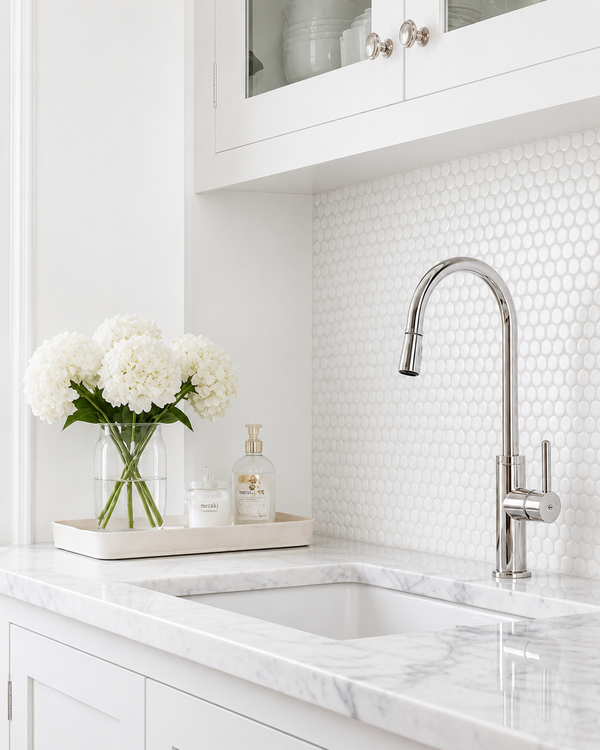 Margaret White Matte Penny Round Mosaic Tile