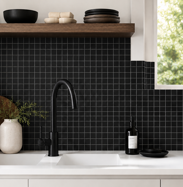 Mornington Black Matte Medium Square Tile