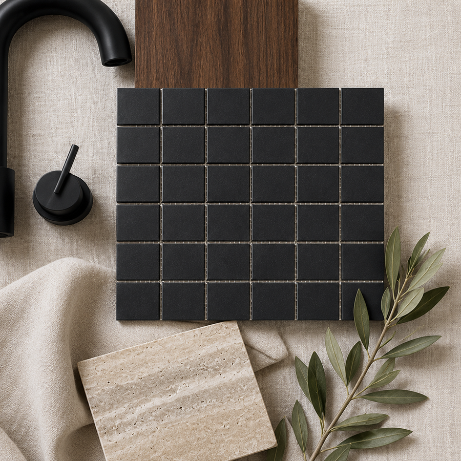 Mornington Black Matte Medium Square Tile