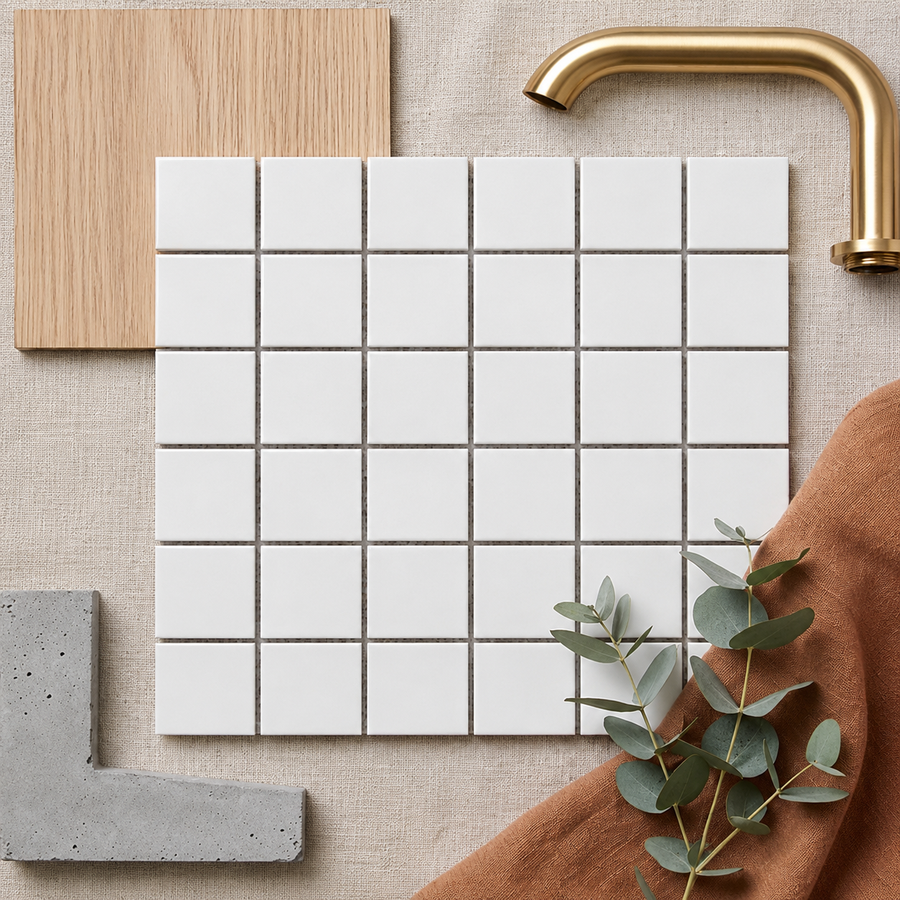 Mornington White Gloss Medium Square Tile