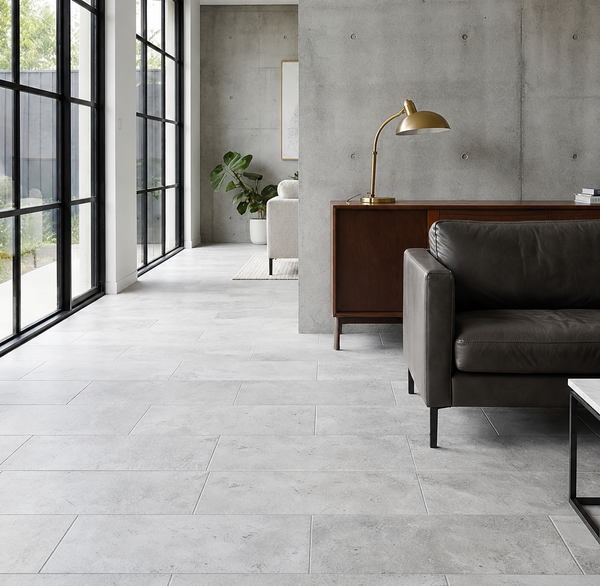 Roebuck French Pattern Grey External Travertine Look Tile
