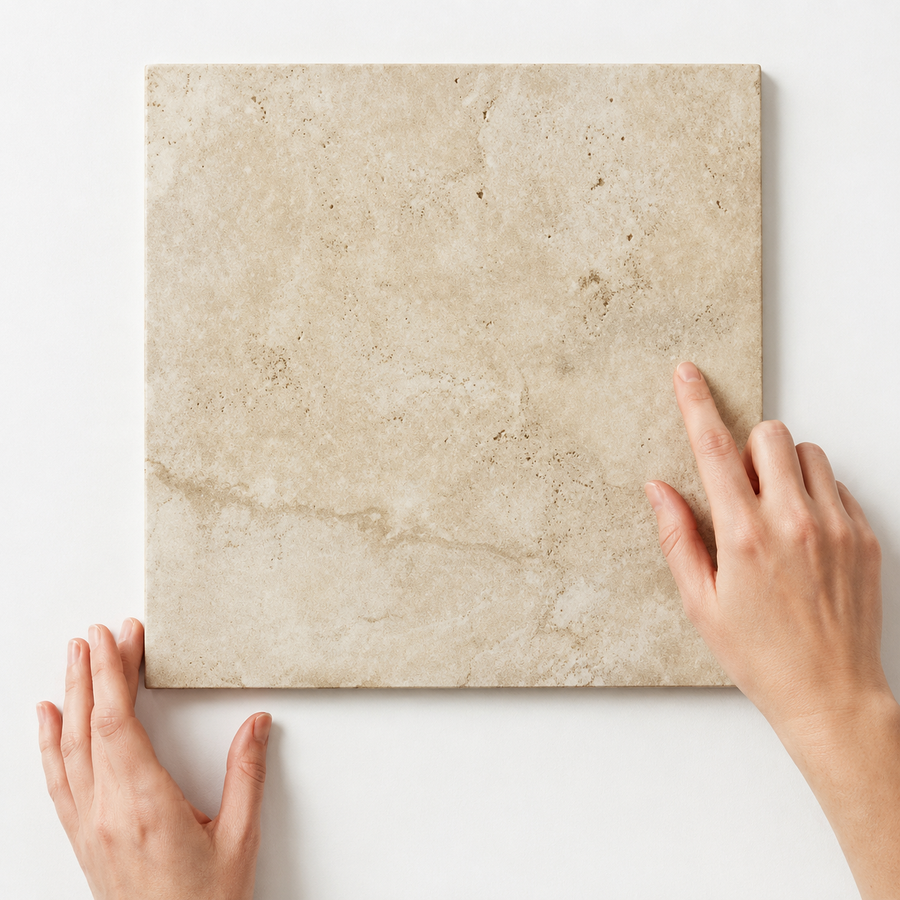 Roebuck French Pattern Ivory External Travertine Look Tile