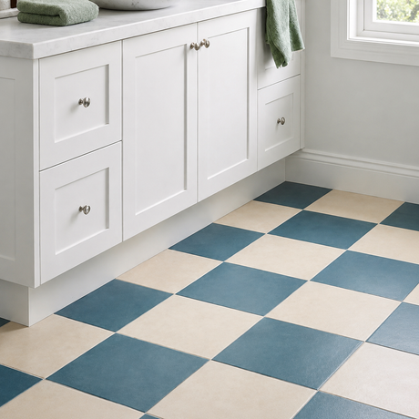 Strahan Checkerboard Blue & White Tile
