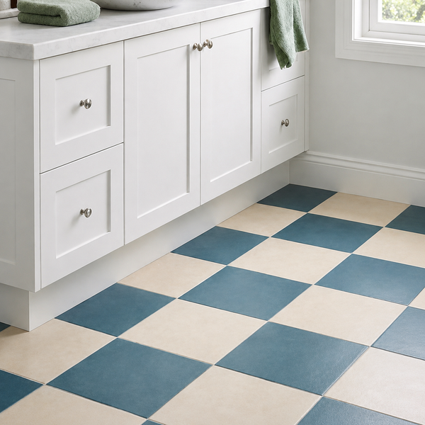 Strahan Checkerboard Blue & White Tile