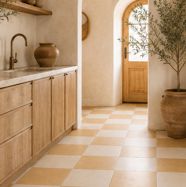 Strahan Checkerboard Butter & White Tile