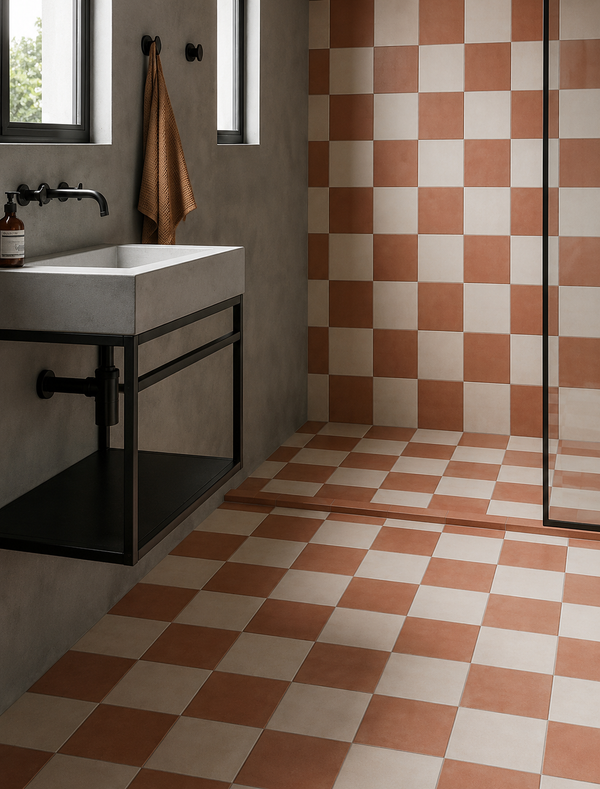 Strahan Checkerboard Terracotta & White Tile