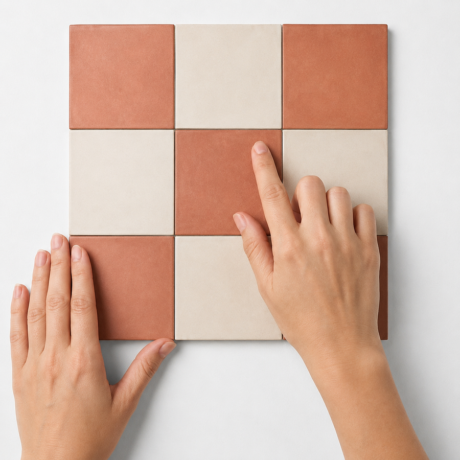 Strahan Checkerboard Terracotta & White Tile